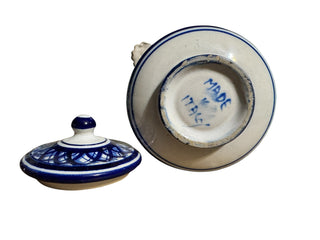Italian Blue Lattice Print Pot