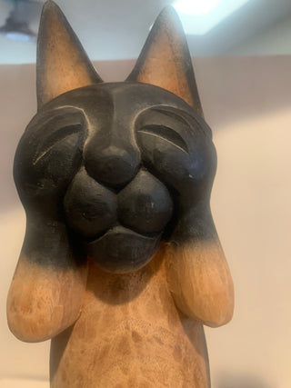 Vntg 20x20 carved wood wise cats 4pc