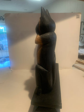 Vntg 20x20 carved wood wise cats 4pc