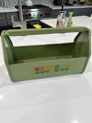 VTG Metal Tool Box with Flower Decor