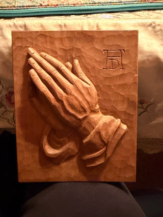 Hand Carved Wood Plaque Praying Hands Albrecht Durer Germany MCM Heinzeller #47 VV MTS