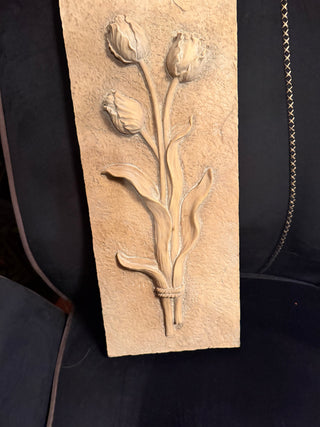 Vintage Floras Botanical Wall Hanging White Plaster Tulip VV MTS