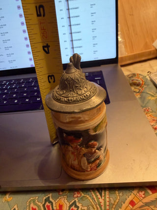 Vintage 4" Miniature German Pewter  Lidded #47 VV MTS