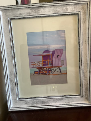 Vintage whitewashed frame of the iconic 12th street lifeguard stand.