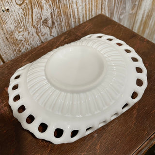 8" Fostoria Randolph Milk Glass White Nappy Dish--SP