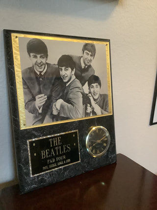 Beatles Fab Four plaque with quartz clock