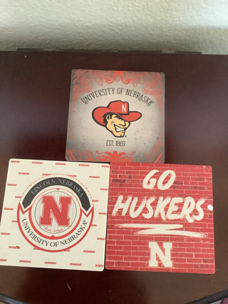 Nebraska Husker Coasters set of 3