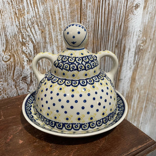 7" Polish Pottery Lady Domed Keeper w/ Dish, 2pcs--SP