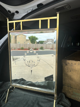 VTG Brass Mirrored Fireplace Screen
