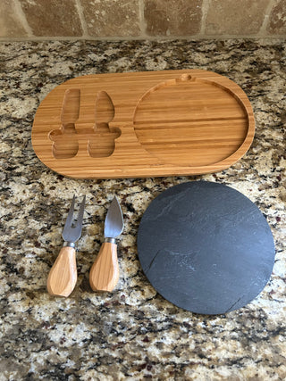 Bamboo and Slate Cheese Board Set