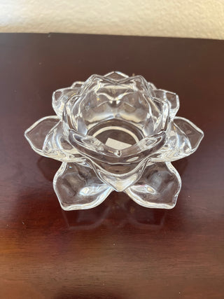 Lotus Flower Crystal glass votive candle holder