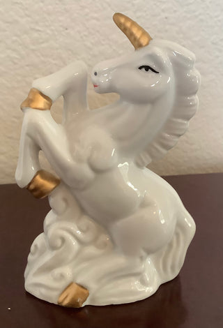 Unicorn white ceramic figurine