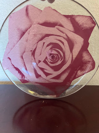 Signed Annie glass Red Rose Plate