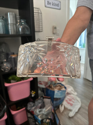 VTG Lucite Clutch with Rhinestones