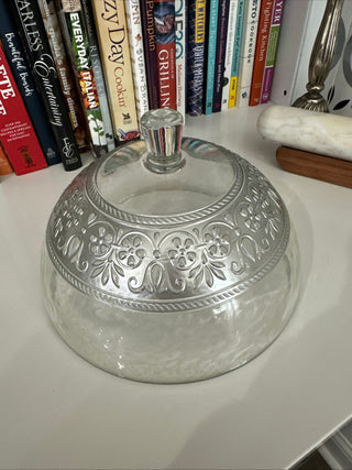Anatolia Turkish Silver Embossed Cake Plate Dome