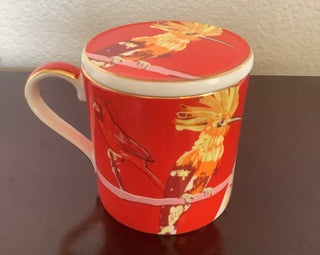 Tea-Coffee Mug with Lid Bird Pattern T2
