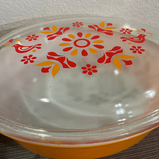 Vtg Pyrex Friendship Orange Oval Dish w/ Lid