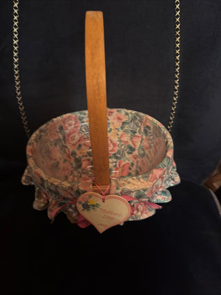 Longaberger Baskets 1993 Mothers Day Basket Fabric Liner Plastic Protector VV