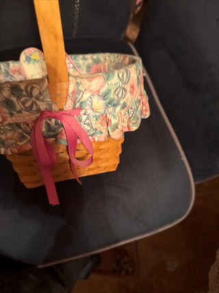 Longaberger Baskets 1993 Mothers Day Basket Fabric Liner Plastic Protector VV
