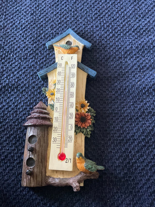 Vintage Birdhouse Thermometer