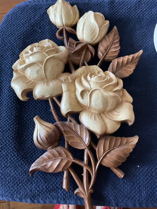 Vintage MCM Syroco Rose Plaque