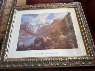 Alpine Lake Carl Millner  print 20" X 24" Frame VV