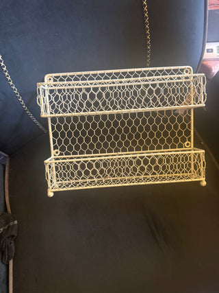 Antique White Wire Two Tier Spice Rack VV
