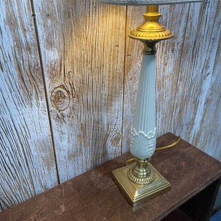 31" Lenox by Quoizel Table Lamp, Porc/ Brass--SP