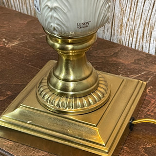 31" Lenox by Quoizel Table Lamp, Porc/ Brass--SP