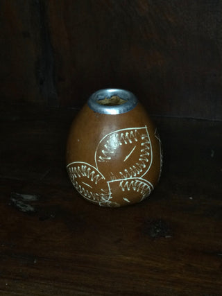 Vtg South American hand carved yerba mate gourd cup