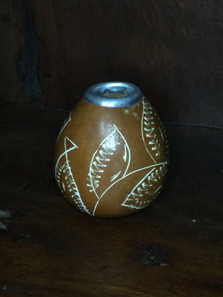 Vtg South American hand carved yerba mate gourd cup