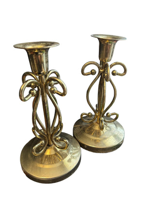 Brass Candlesticks, Set of 2 - AS IS