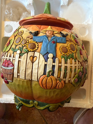 Jim Shore Heartwood Creek Fall Autumn Thanksgiving Pumpkin Jar Covered Bowl