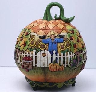Jim Shore Heartwood Creek Fall Autumn Thanksgiving Pumpkin Jar Covered Bowl