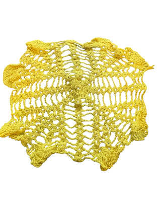 Vintage Hand-Crocheted Yellow Doily