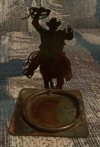 Metal Western Cowboy  candle holder