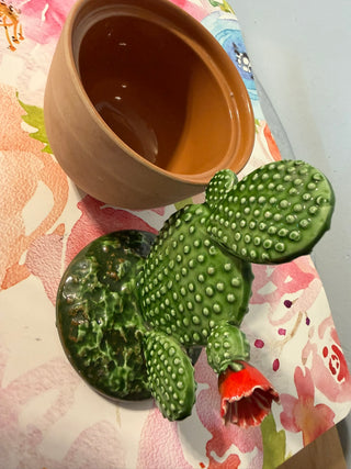 Cactus Flower Dept 56, Clay Jar. 9"