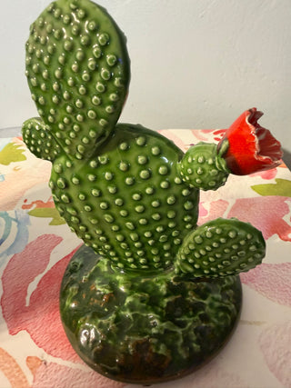 Cactus Flower Dept 56, Clay Jar. 9"