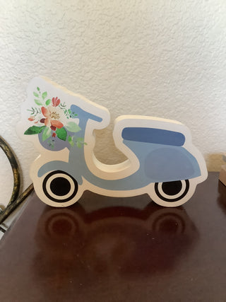 Wooden Decor - Moped with floral design