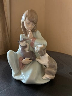 Vtg LLadro Catnap Girl Figurine Spain #5640