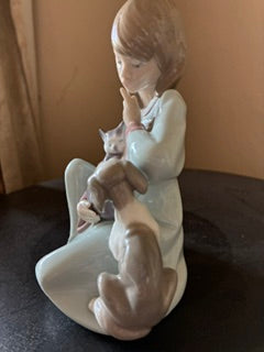 Vtg LLadro Catnap Girl Figurine Spain #5640