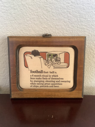 Football wooden wall hanging, vintage