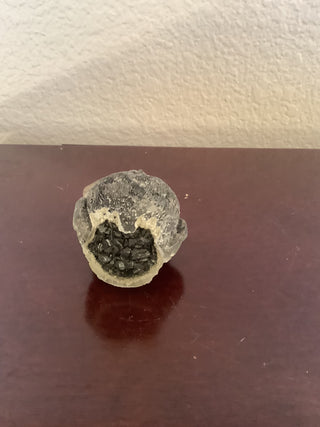 Owl figurine, resin & crystal black Obsidian