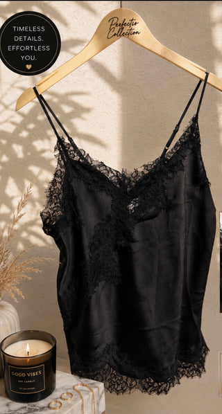 Black Blenca  Lace Satin Cami Size L
