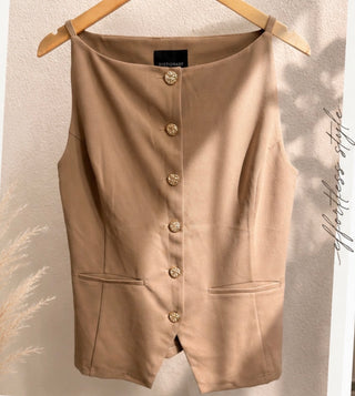 Dictionary Taupe Tailored Vest Size L