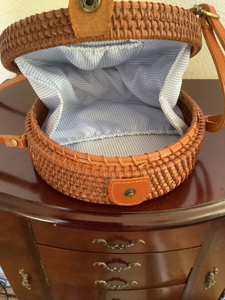 Straw Cross Body Bag. Rattan, Round, Boho Chic