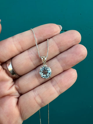 925 SS Blue Stone Necklace 24"