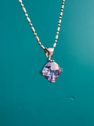 SS 925 Purple Crystal Pendant on 18" Chain