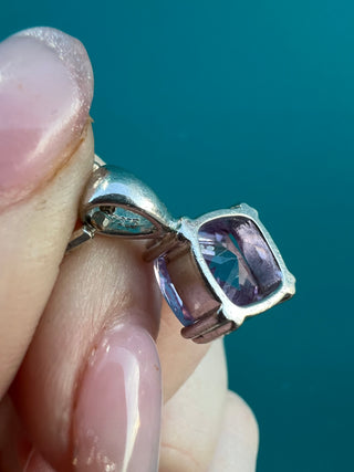 SS 925 Purple Crystal Pendant on 18" Chain