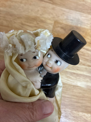 Vintage Kewpie “Huggers” Bisque Wedding Cake Topper – Bride & Groom